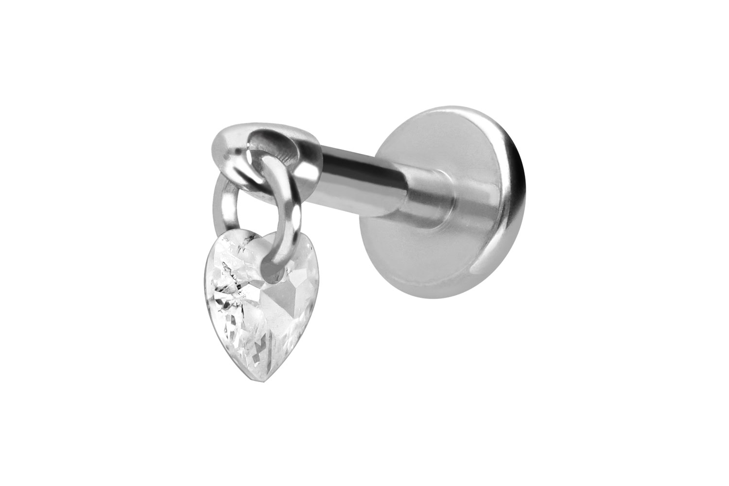Titan Labret Piercing mit Innengewinde KRISTALLHERZ